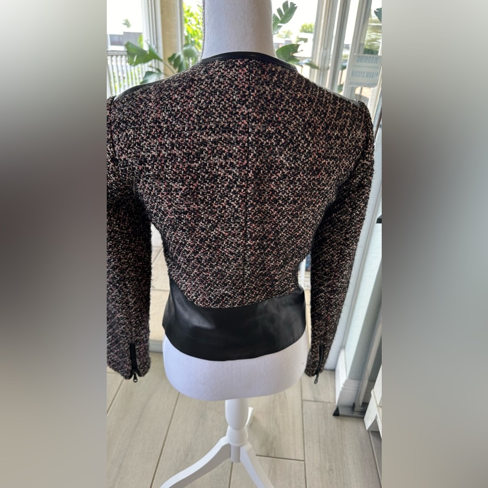 Rebecca Minkoff Ansel Mixed Media Leather Trim Moto Jacket Size 2 - Picture 4 of 14